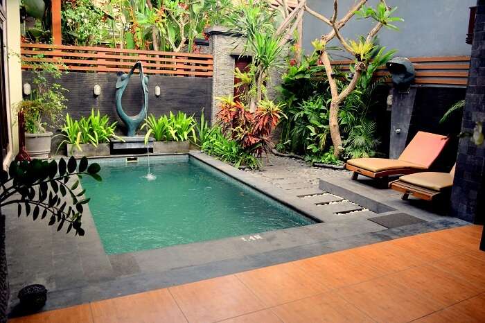 View inside a hotel room villa in Bali