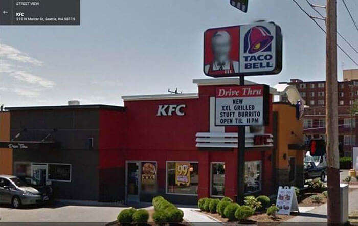 The blurred out Colonel Sanders’s Face on a KFC outlet