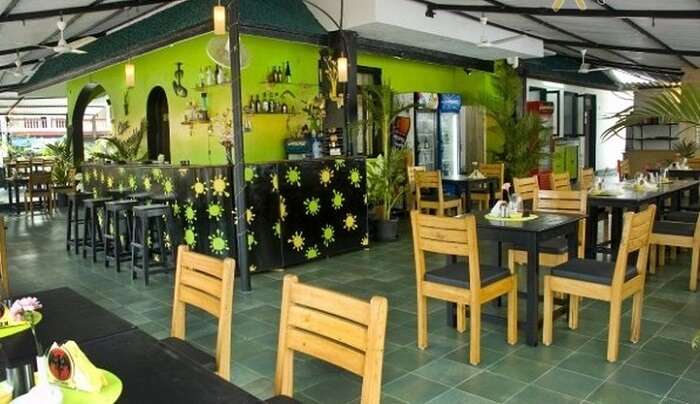 The green interiors of the restaurant in Cuba Baga is quite refreshing