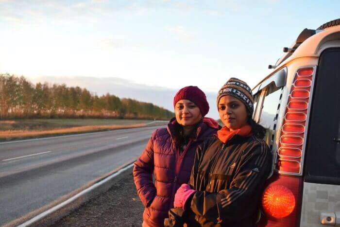 Somya and Rashmi while on the way to London