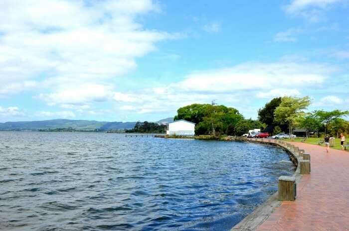 Gorgeous view of the clear water and stunning skies on a bright day in NZ