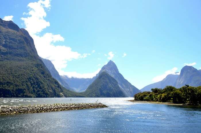 Serene mountain side on a clear day in New Zealand