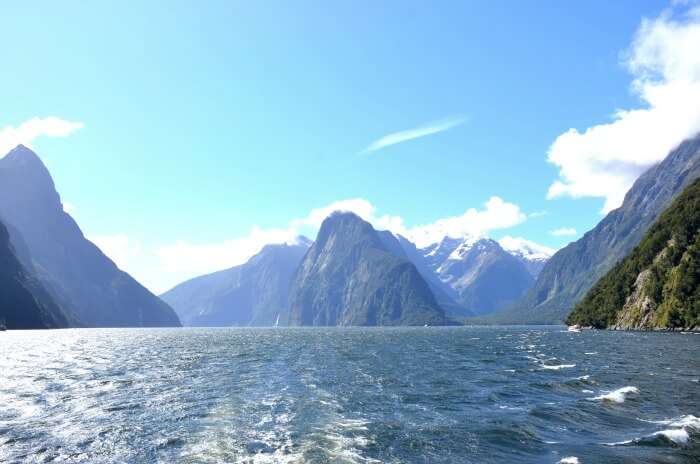 Endless waters with a clear mountain sky in NZ