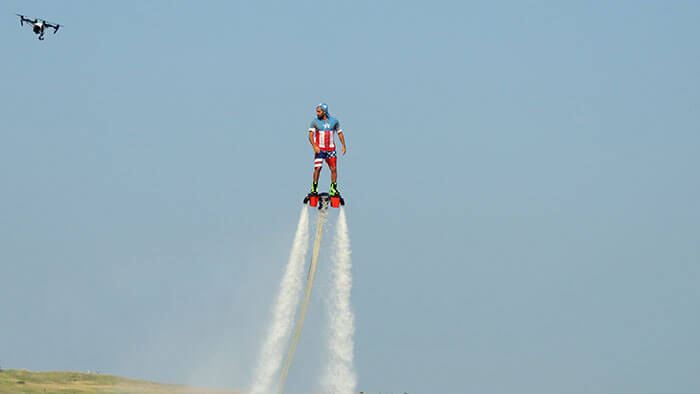 Leo in flying boards in Bali