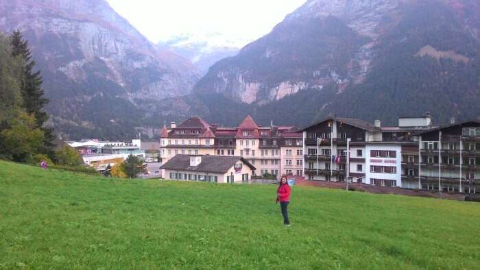 Enjoying the green landscapes and the ruggest Swiss mountains