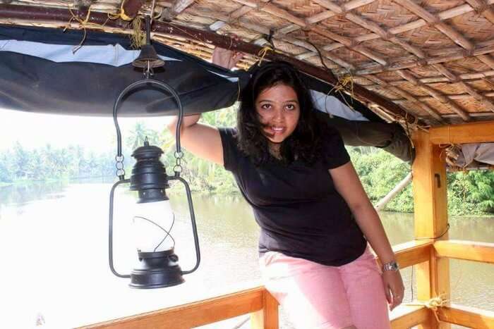 Yateens wife at the Alleppey houseboat