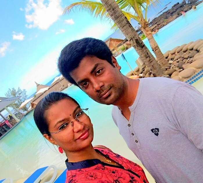 Karthik and his wife in Anelia Hotel Mauritius 