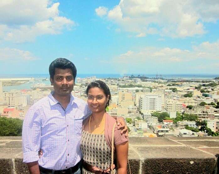 Karthik and his wife in Port Louis Mauritius 