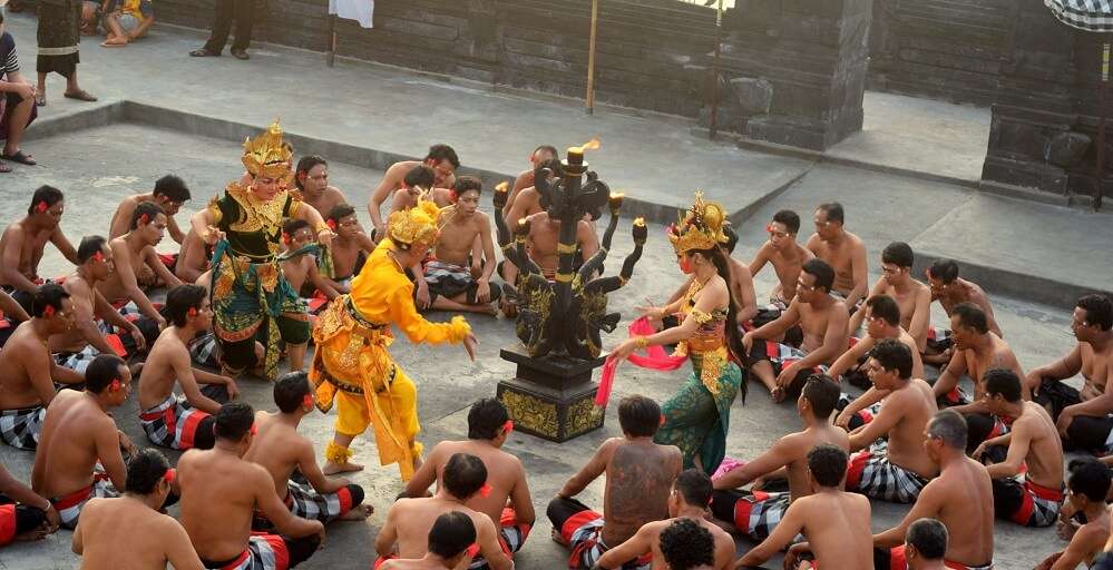 Dancers performing the Kechak dance in Bali