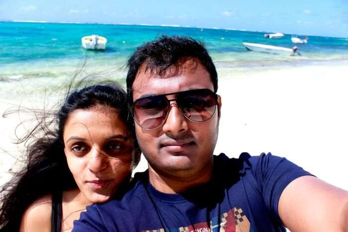 Chiranth enjoying his honeymoon in Mauritius