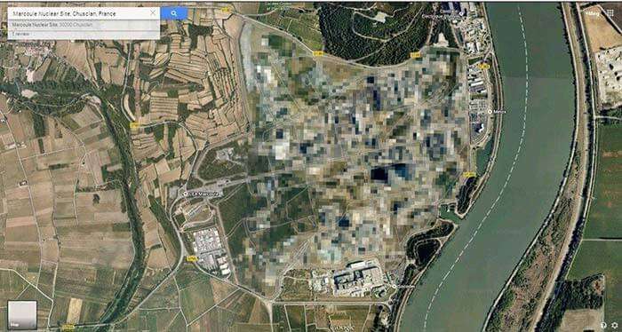 The Marcoule Nuclear Site in Chusclan, France blurred out on Google map