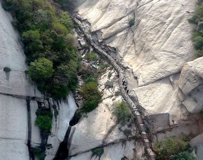 The heavenly dangerous stairs to the top of Mount Huashan