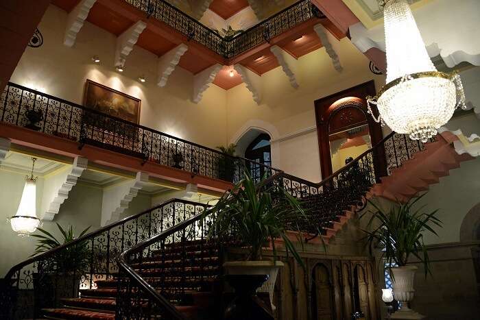 The grand staircase at the haunted Taj Mahal Hotel in Mumbai