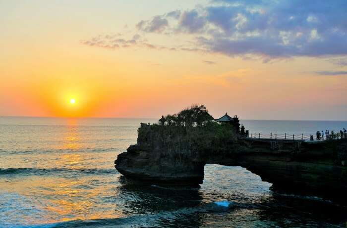 Beautiful sunset at the sea view from Tanah Lot