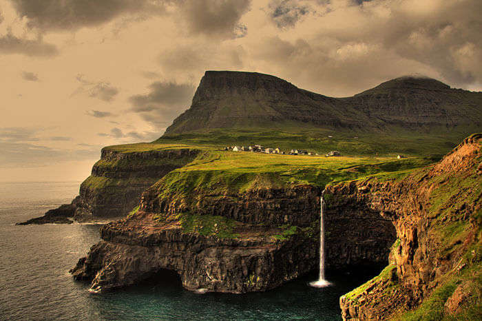 The Faroe Islands in the North Atlantic Ocean that have been blurred out on Google map