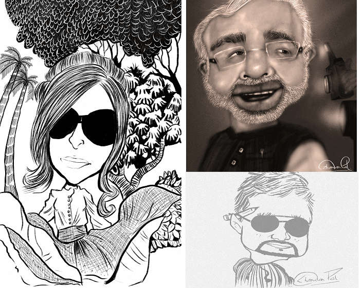 Caricatures and cartoons by Chandan Pal