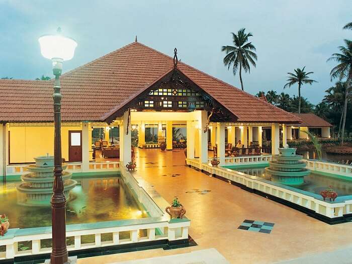 An evening view of the Whispering Palms Kumarakom Resort