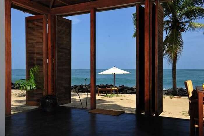 Sea facing rooms of the Erandia Marari Ayurveda Beach Resort in Alleppey