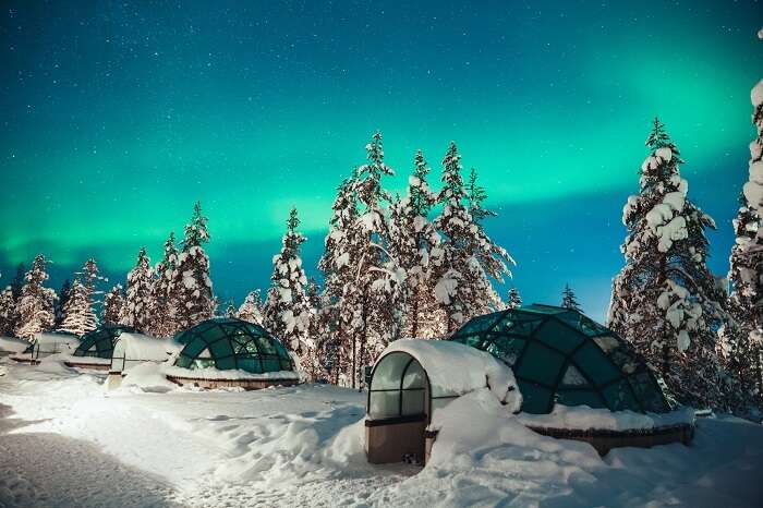 Glass Igloos have frost-preventive walls so as to provide unhindered view of the striking sky