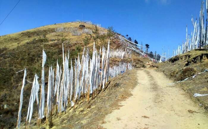 Blue skies and rocky roads in Bhutan