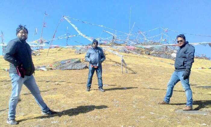 Admiring the blue sky from the hill top in Bhutan