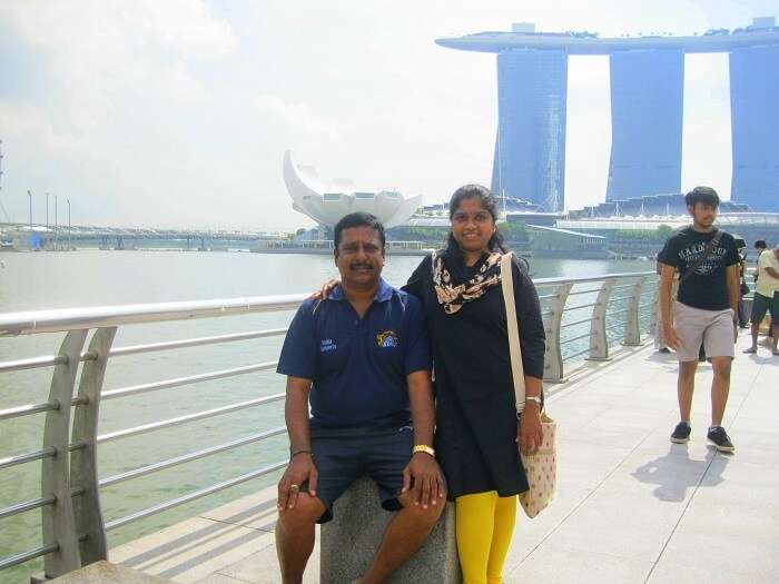 Siva and his wife on the city tour in Singapore