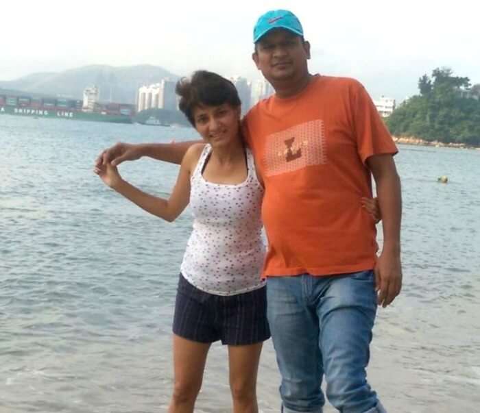 Lovebirds enjoying the clear waters on the gorgeous beach in Macau