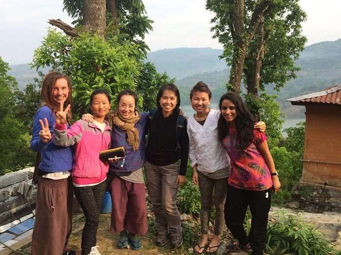 Leena with her friends in Nepal