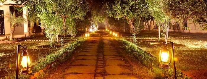 Beautifully designed lanes at the Pugmark resort are a famous attraction 