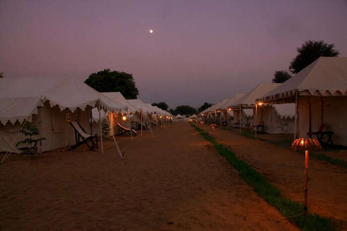 Outside the camps at The Royal Rajasthan at sunset