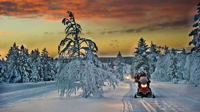 Snowmobile Safari in Finland is one of the fun activities arranged by the Village Hotel