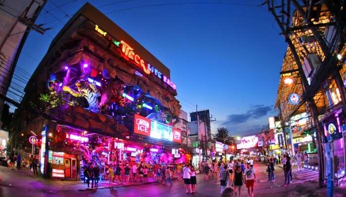 The colorful nightlife of Soi Bangla Road is a popular attraction in Phuket