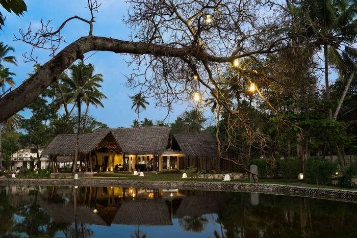 Typical Keralite interiors of the Xandari Pearl