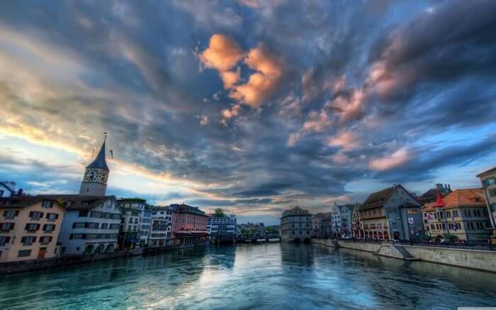 Spend an evening in Zurich with your love while the sun melts at distance