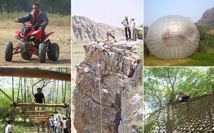 Various adventure activities that take place at the Camp Wild at Dhauj in Faridabad