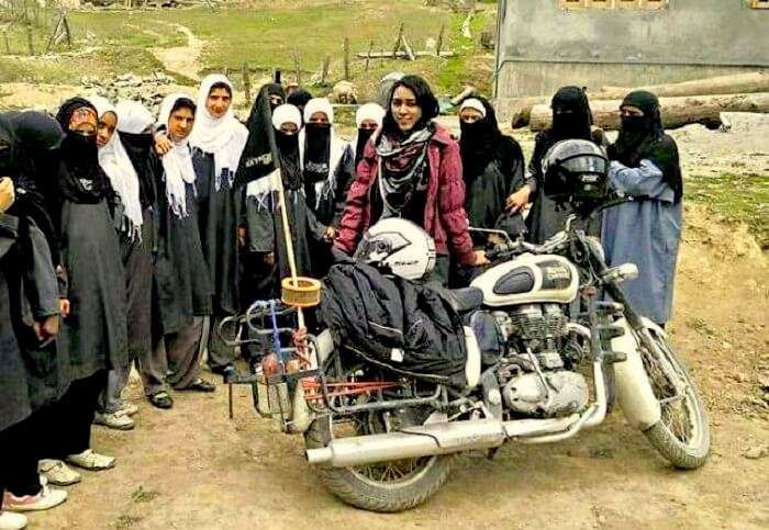 Candida with school girls in Gurez Valley Kashmir