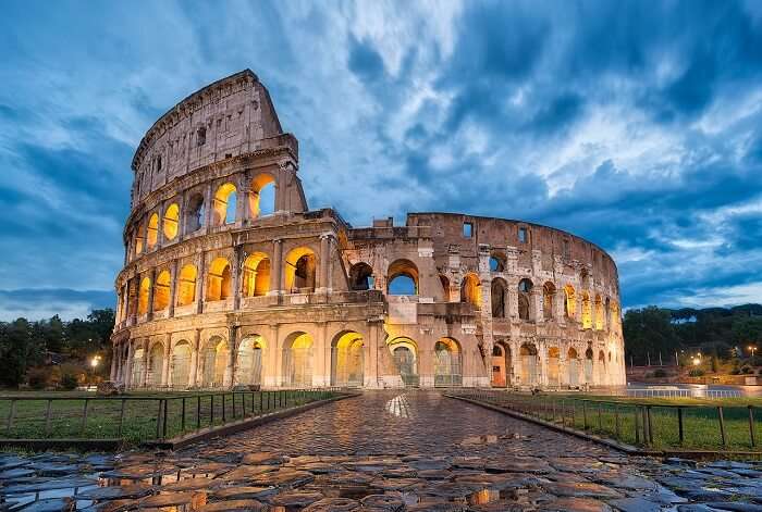 A view of the famous Colosseum in Rome