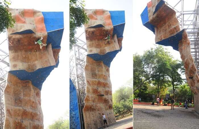 Scenes from artificial rock climbing at IMF in Delhi