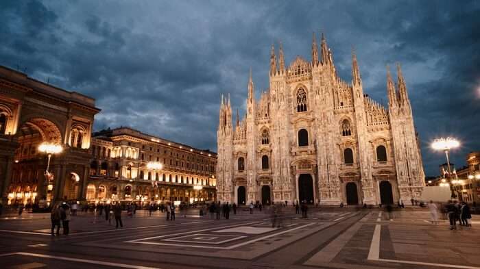 A late evening shot of a cathedral in Milan