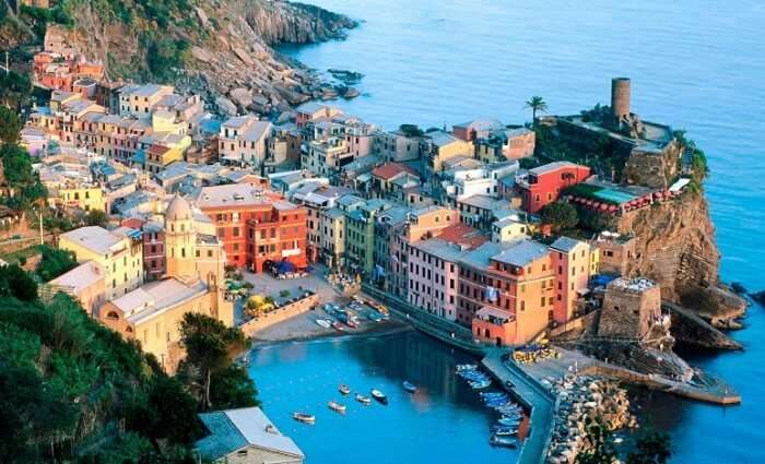 An aerial view of the docks at the Sicily