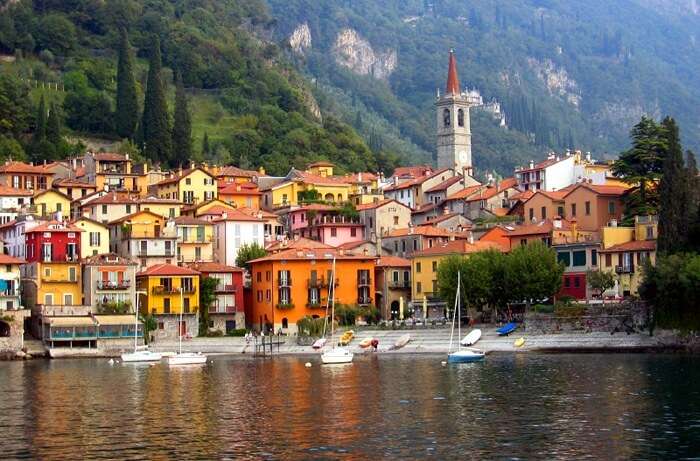 The beautiful Varenna fishing village on eastern shore of Lake Como