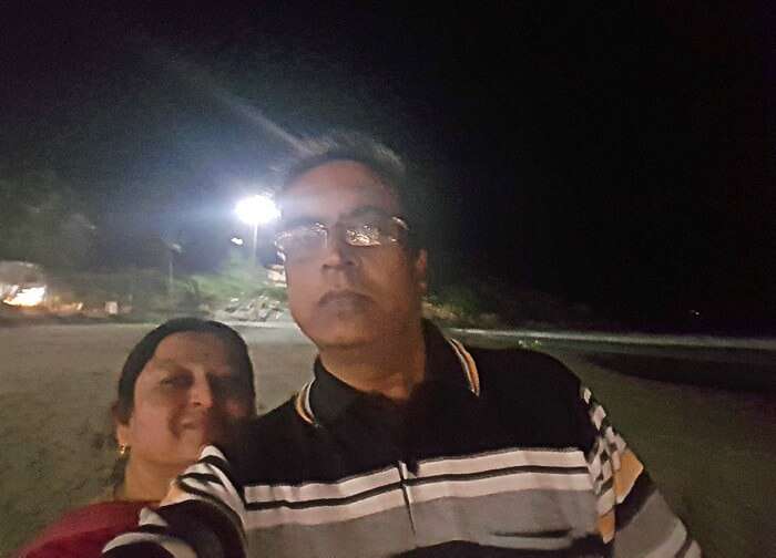 Mohan's selfie with his wife in Kerala