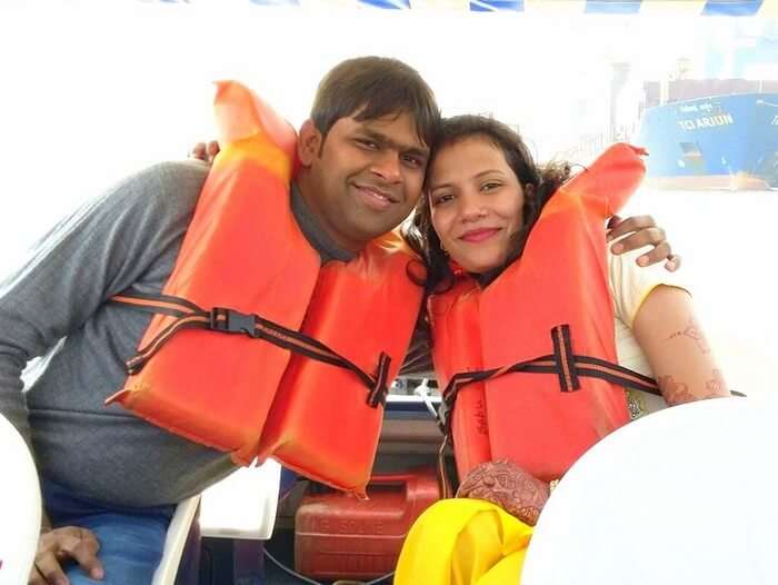 Vishu and Prachi on the jetty in Marine drive in Kochi