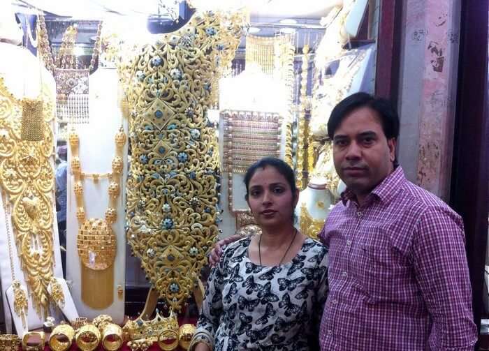 Kapil and his wife at the Gold Souk market