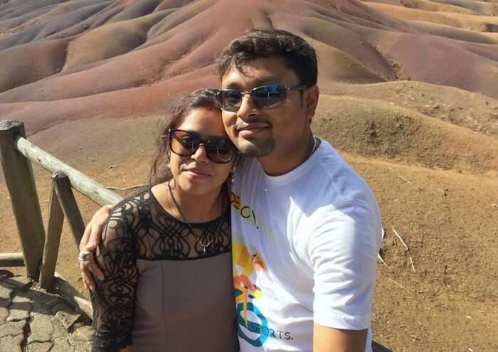 Sandeep and his wife at Seven Sands in Mauritius
