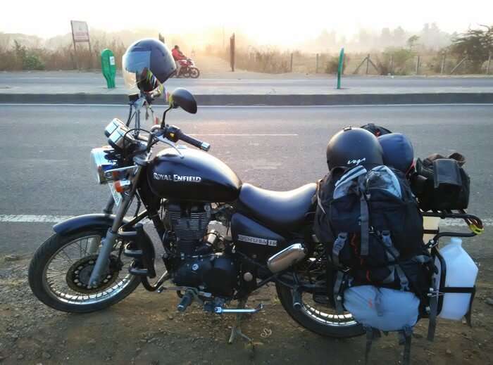 The thunderbird bike on which Karan completed his biking trip to Satpura