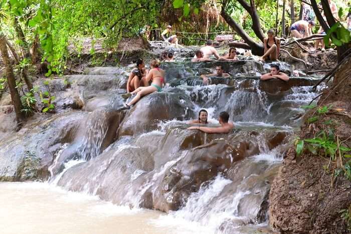 These marvelous Klong Thom Hot Springs draw many people for a healing dip in the warm water