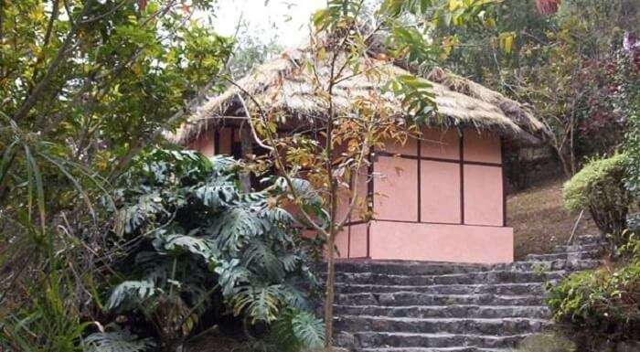 A cottage of the Martam Village amidst the greenery upon hills