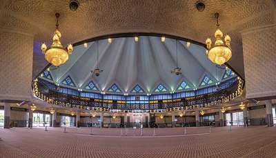 Marvelous interiors of National Mosque of Malaysia in Kuala Lumpur