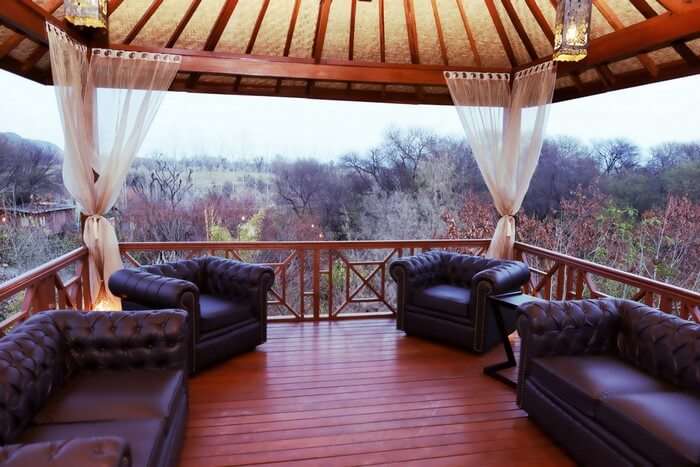 A private balcony at the Water House resort